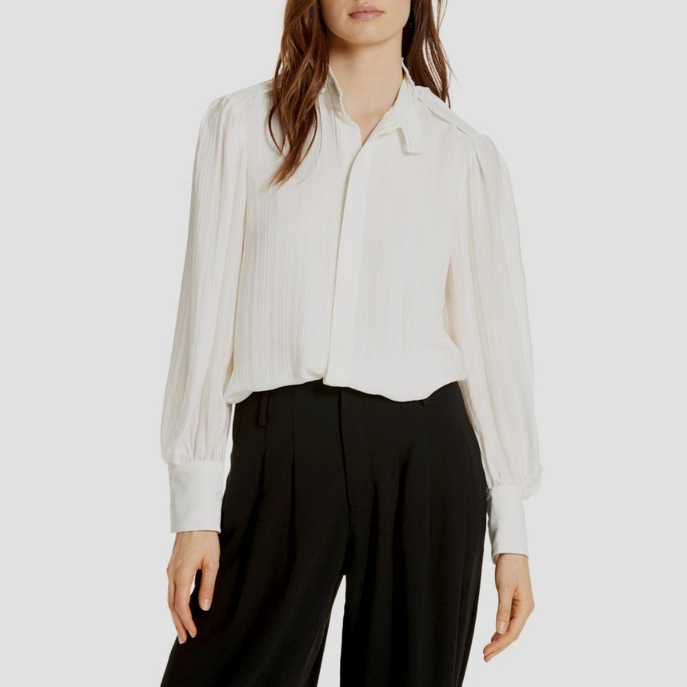 NWT Womens Size 14 Polo Ralph Lauren Ivory Abigail Silk Jacquard Stripe Blouse